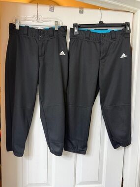 adidas Black Athletic Softball Pants with Blue Waistband Accent